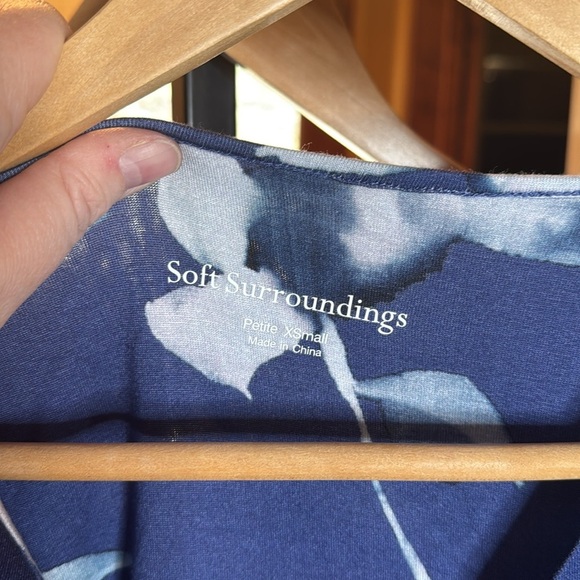 NWT Soft Surroundings Hyannis Faux Wrap Midi Dress Blue Floral 3/4 Sleeve Sz XS - Picture 5 of 7